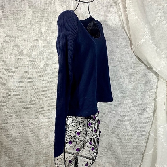 Roberto Cavalli navy sweater with ribbed sleeves - Picture 2 of 4